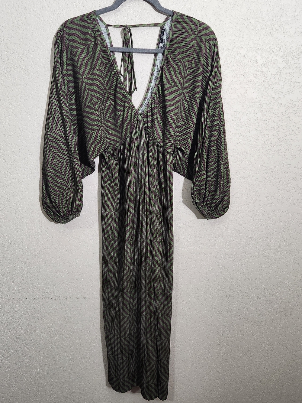 Zara Olive and Black Geometric Maxi Dress